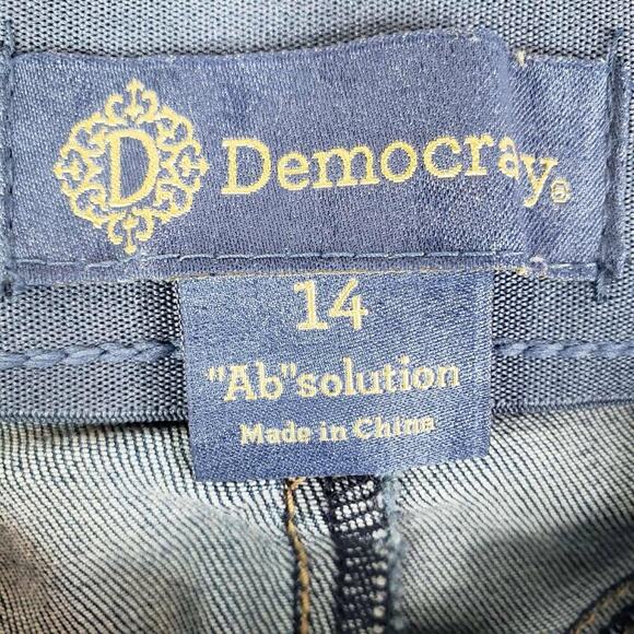 Democracy Jeans Ab Solution Womens Size 14 Blue Denim Distressed Straight - Picture 7 of 10